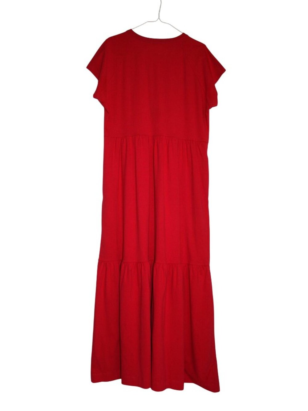 DKNY Women's Red Maxi Dress With Short Sleeves & Tiered Design Size M - Picture 6 of 6